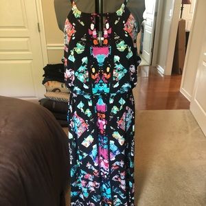 Black w/ Colorful Print Maxi Dress